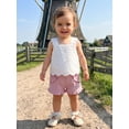 thumbnail image 6 of Loicainy Baby Toddler Girl 2 Piece Clothes 6 12 18 24 Months 2T 3T 4T Solid Color Eyelet Sleeveless Square Neck Tops and Shorts Outfits Set, 6 of 9