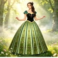 thumbnail image 5 of Adult Princess Anna Green Gown Cosplay Costume Off Shoulder Formal Party Dress, 5 of 6