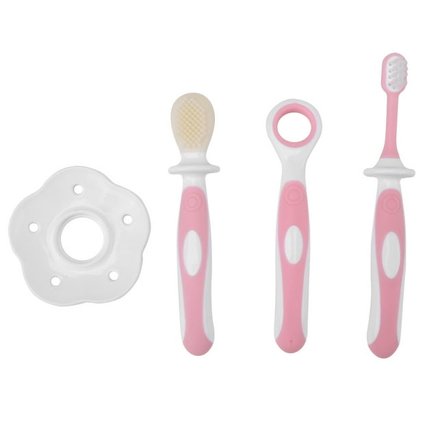 3Pcs Cepillo de dientes para bebés Limpiador de lengua para bebés Conjunto de cuidado oral Cuidado dental para bebés de 0-36 meses, sin BPA(Rosado) EOTVIA No