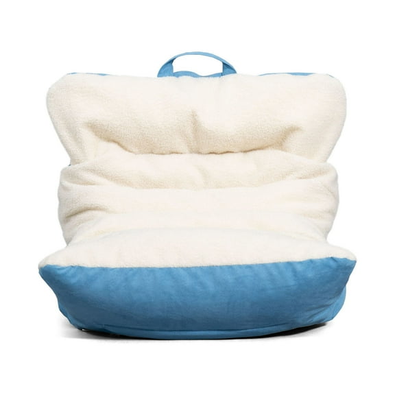 Big Joe Roma Kid's Bean Bag Chair, Oat Sherpa and Dusty Blue, Vegan Suede, 2 feet