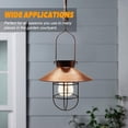 thumbnail image 4 of Linterna solar colgante con gancho, luz solar LED vintage con blanco cálido, jaula de acero, linterna solar impermeable para jardín, patio, cerca, decoración - bronce Ormromra GX-455, 4 of 7