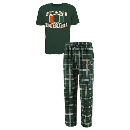 Miami Hurricanes NCAA "Great Duo" Men's T-shirt & Flannel Pajama Sleep Set