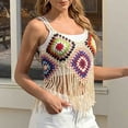 thumbnail image 2 of Mujeres de Verano Tops Casual Gancho de Mano Color Mixto Patchwork Strapless Borded Top para las Mujeres de Verano, Moda Casual Ligero, 2 of 5