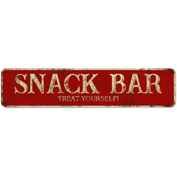 Snack Bar 4"x16" Metal Signs Farmhouse Office Outdoor Front Door Wall Decor Tin Signs Cinema Lover Gift Garage Signs for Porch