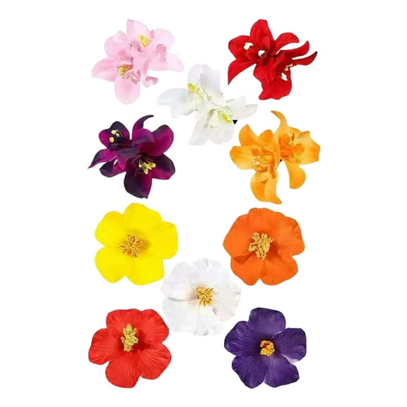 10pcs Floral Hair Clip Double Flower Design Soft Fabric Hairpin Fashion Barrettes Beach Accessories For Women Girls