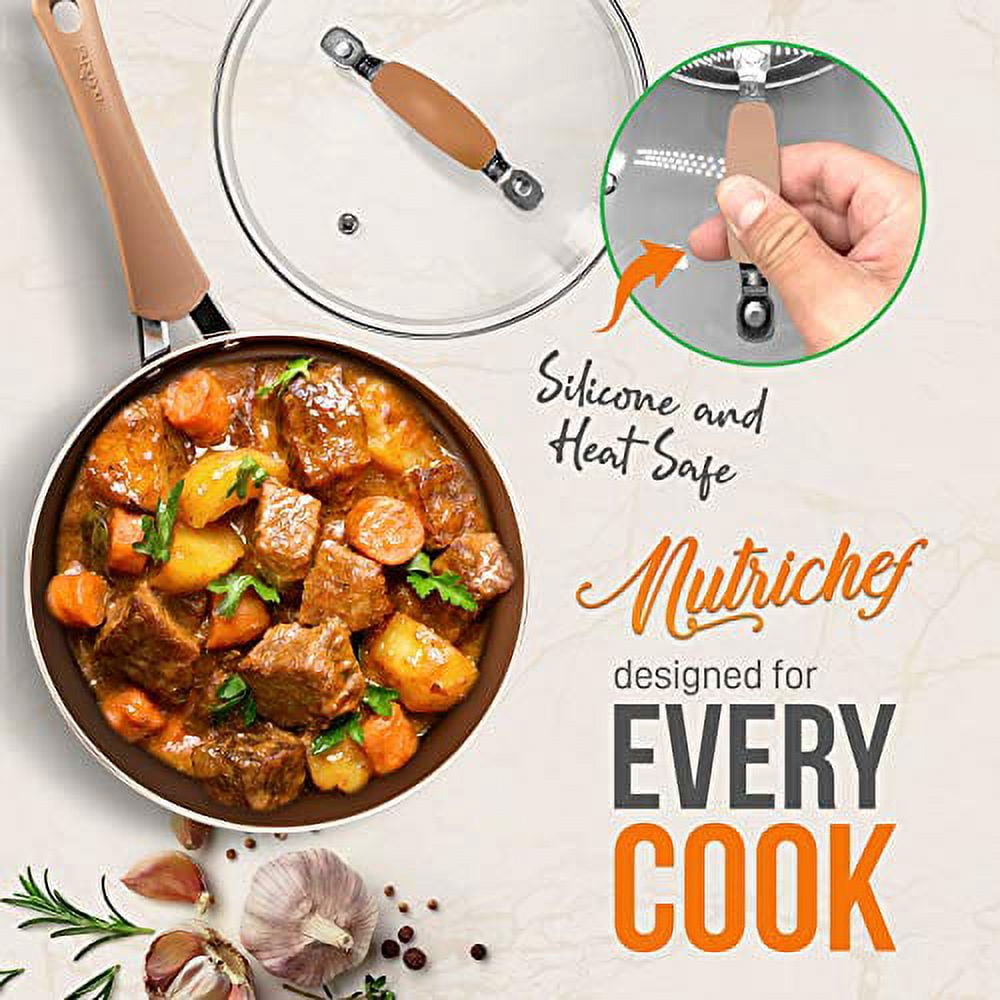 NutriChef Cooking Pot Lid - See-Through Tempered Glass Lids, 2.5 Quart (Works with Models: NCCW14S & NCCW20S)