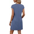 thumbnail image 2 of Ovbmpzd Blue Summer Mini Dresses for Women With Cap Sleeves Comfy V Neck Dresses Casual Loose Dresses, 2 of 3