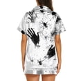 thumbnail image 4 of Womens Pajama Sets Halloween Print Buttoned Waist Set Short Sleeve Top and Shorts, 4 of 4
