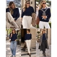 thumbnail image 6 of QUALFORT Women’s Cable Knit Sweater, Crew Neck Lightweight Long Sleeve Pullover, Navy, Size M, 6 of 7