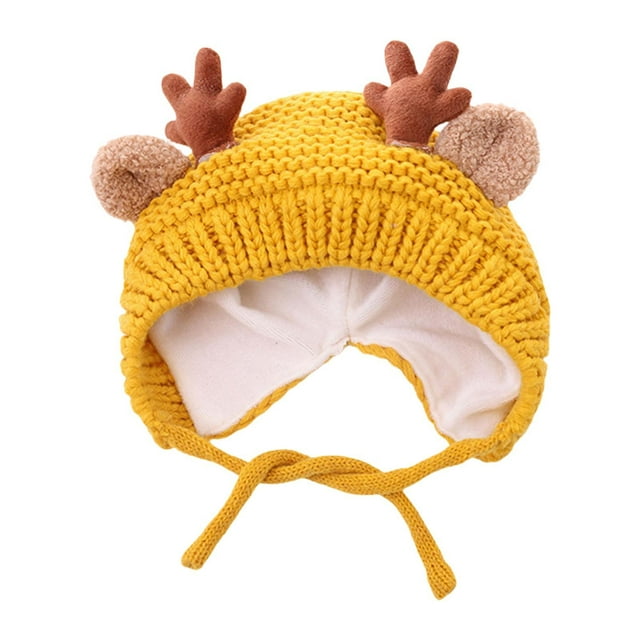 Gorro de invierno para bebé, suave, cómodo, ligero, de punto para exteriores, para niños. Amarillo