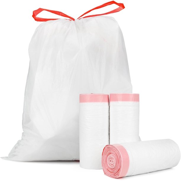 Bolsas de basura de 15 galones con cordón – (102 unidades) ultra grandes, bolsas de basura de plástico resistentes para el hogar, cocina, oficina, césped, comercial
