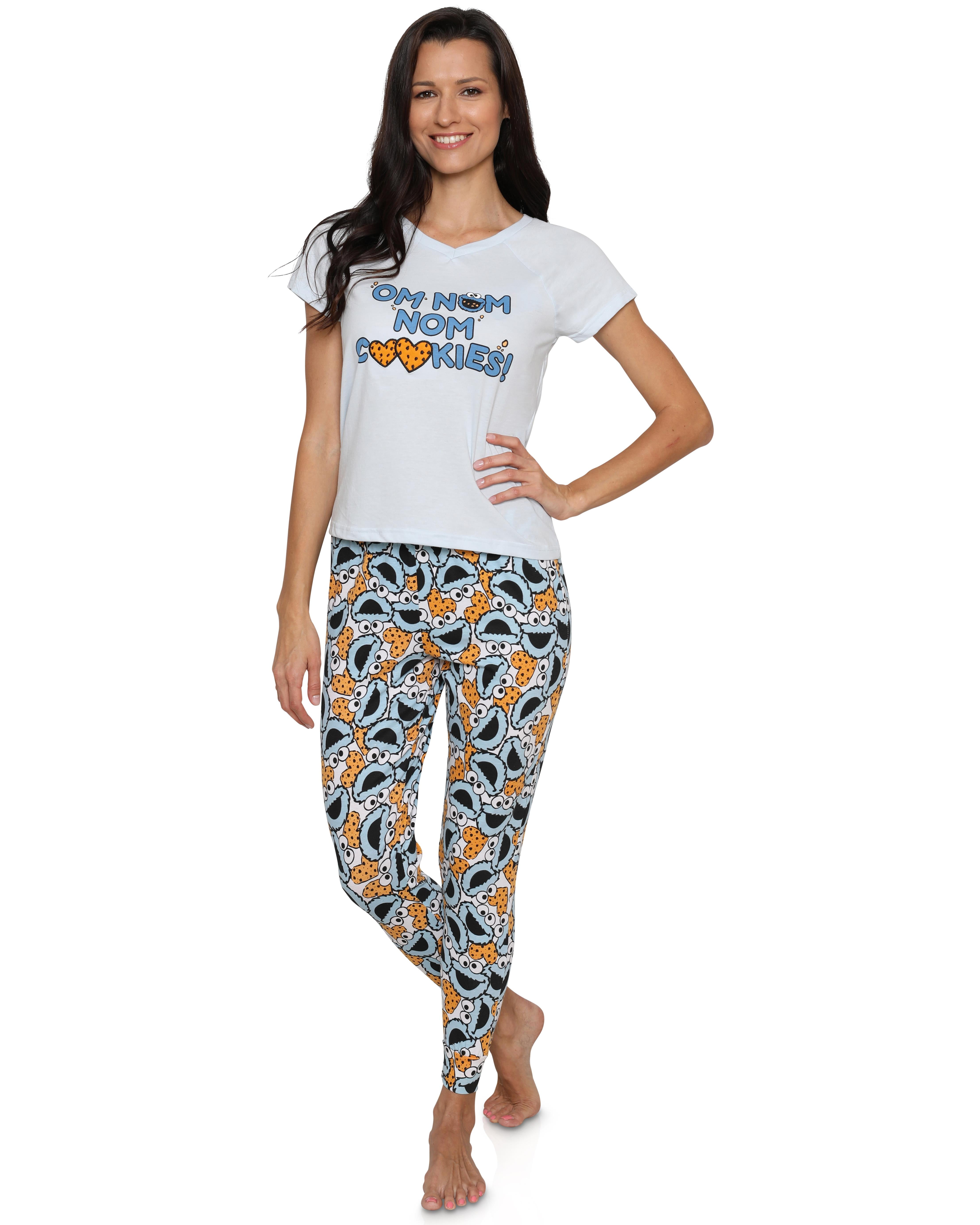 Sesame Street Sesame Street Women's Pajama Cookie Monster Long or