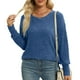 thumbnail image 2 of Ropa bonita,Top de mezcla de lino para mujer, manga corta, cuello redondo, jersey informal de color liso, tejido suave y cómodo, versátil para uso diario, sopatenor, 2 of 8