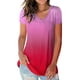 thumbnail image 3 of Camiseta de mujer con cuello en V, manga corta, gradiente superior, camiseta informal, rojo, L Sweethay  AP001652-13, 3 of 5