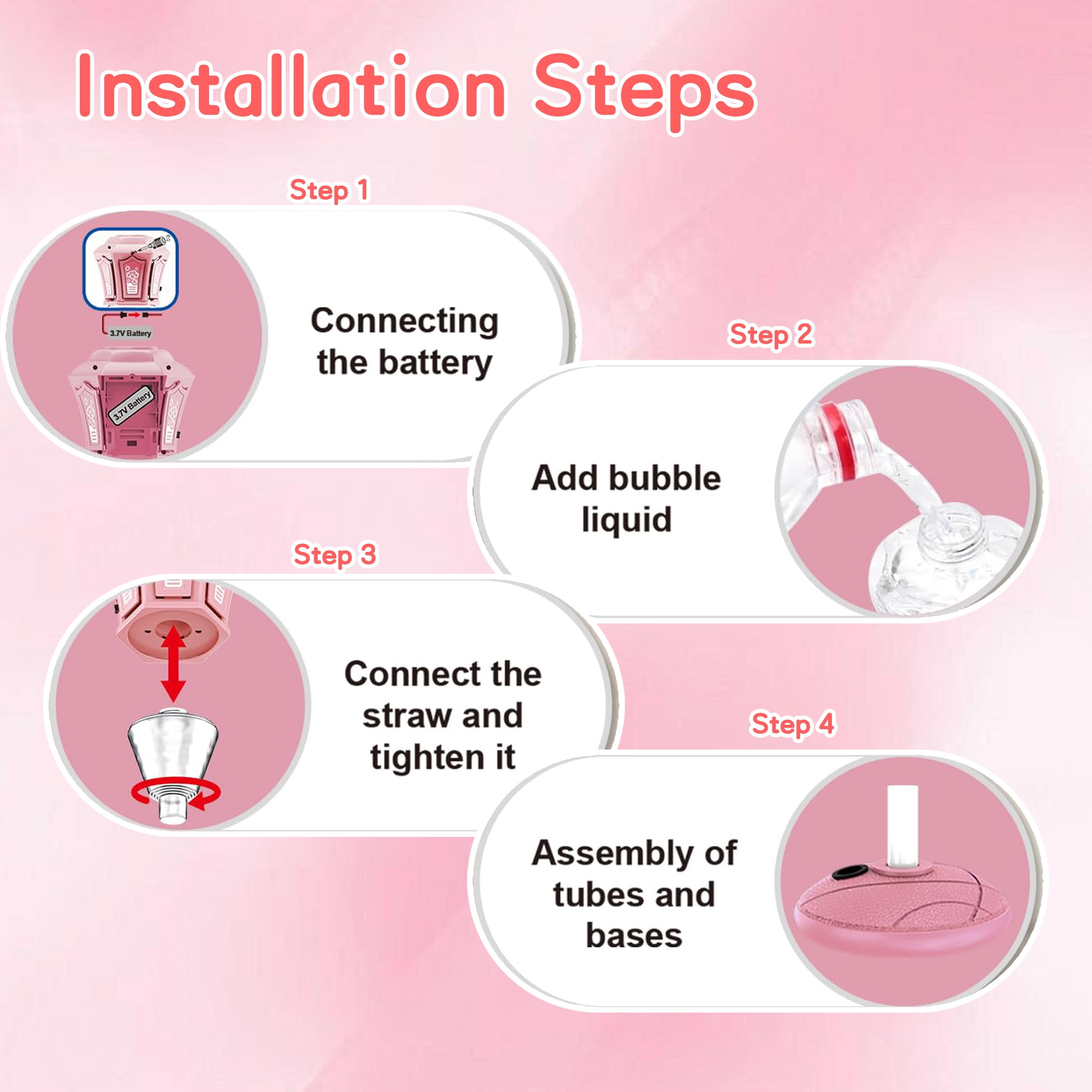 KOPPOP Garden Bubble Machine, LED Musical Lawn Lamp with Remote Control & Rechargeable Battery, Adjustable Height Outdoor Party Bubble Blower for Kids Birthday Gifts(Pink)