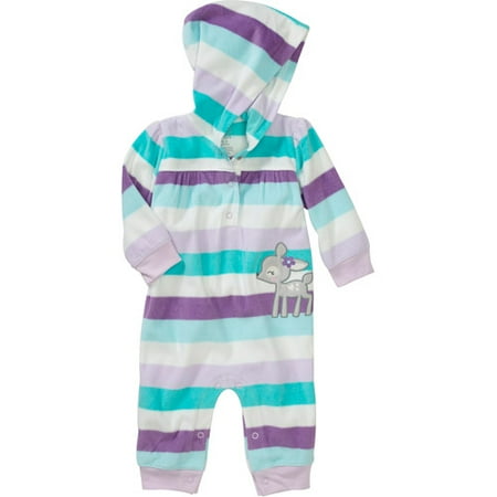 Child of Mine Carters Newborn Girls' Striped Hooded Fleece Jumpsuit