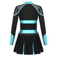 thumbnail image 2 of YONGHS Cheer Leader Costume for Girls Cheerleading Uniform Complete Outfit Halloween Dress Up Black&Blue Green 12, 2 of 5