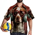 thumbnail image 4 of Retro Dog Men's Hawaiian Print Casual Button Down Short Sleeve Summer Beach Shirt - Unisex, 4 of 6