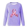 thumbnail image 4 of CLOISE Cancer Sweatshirt Women Breast Cancer Awareness Sweatshirt Daisy Ribbon Pink Crewneck Long Sleeve Shirts Cancer Fight Blouses Comfy Pullover Tops Fall Clothes Purple 2XL, 4 of 4