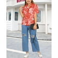 thumbnail image 5 of HAPPY BAY Button Down Shirt for Women Casual Summer Beach Party Blouse Shirt Blouses Short Sleeve Button up Dress Hawaiian Shirts Tank Top for Women S Leaves, Red, 5 of 5