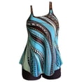 thumbnail image 3 of Cathalem Womens Swimsuits Supportive Swimsuits for Women Women Plus Size Vintage Print Strappy Back Tankini Set Two plus Sized Women's Swimsuits Light Blue Large, 3 of 5