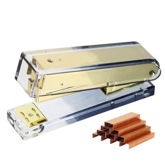 Multibey Clear Acrylic Stapler with 1000 Staples, Gradient Black to Clear Desktop Stapler, 25 Sheet Capacity for Office Home