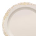 thumbnail image 3 of Smarty 7.5" Ivory with Gold Vintage Round Plastic Salad Plates 120ct, 3 of 7