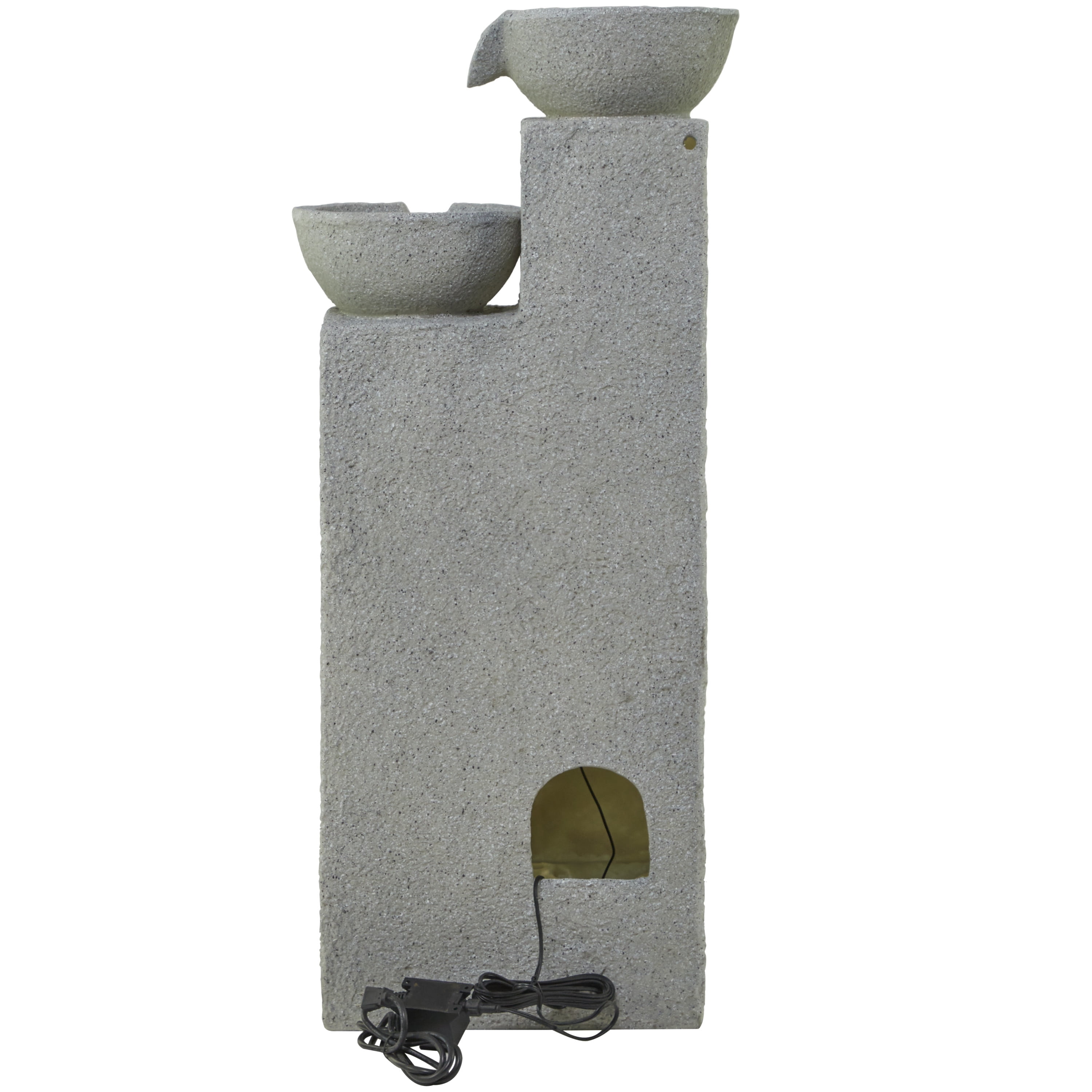 DecMode Light Gray 4 Tier Fountain Indoor Outdoor Decor with LED Light