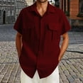 thumbnail image 4 of Men Fashion Casual Top Shirt Comfortable Solid Color Button Shirt Top Short Sleeve Tops, 4 of 6