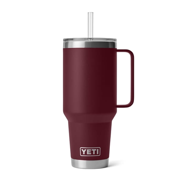 YETI Rambler Gobelet 42 oz avec Poignée et Couvercle à Paille, Tasse de Voyage Gobelet d'Eau, Tasse à Isolation sous Vide avec Poignée, Acier Inoxydable, Rouge Vigne Sauvage