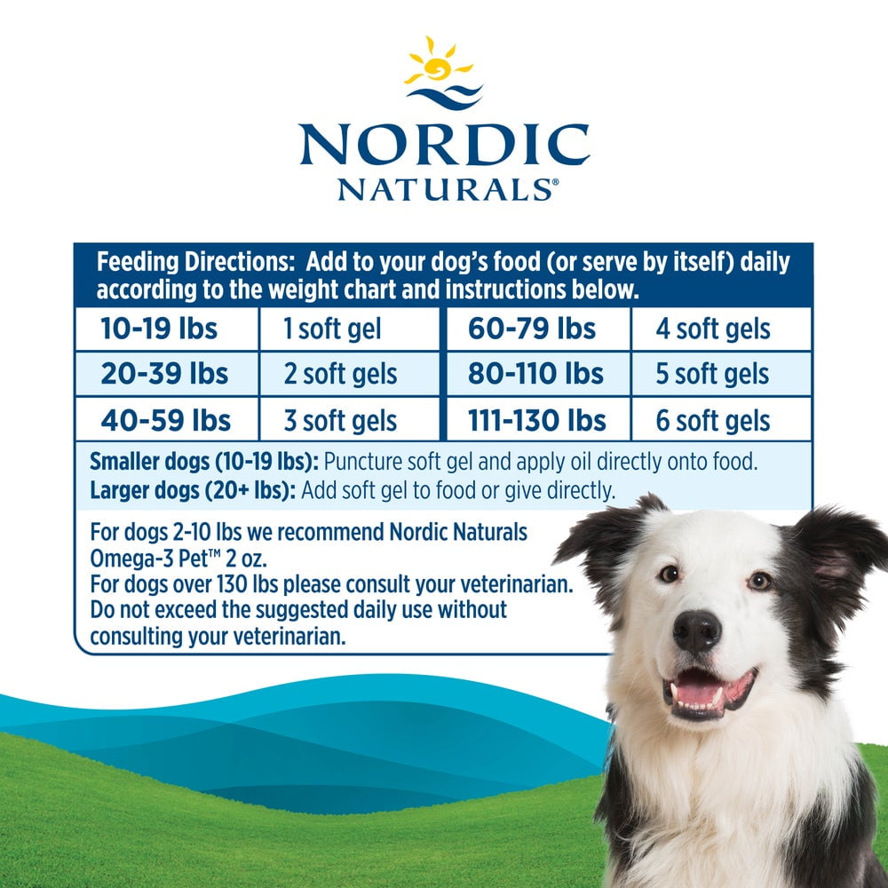 Nordic Naturals Omega-3 Pet, Soft Gels for Dogs, Fish Oil, 120 Ct