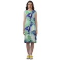 thumbnail image 2 of Moomaya Knee Length Summer Dresses Printed Back Slit Boat Neck Shift Dress, 2 of 4