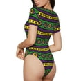thumbnail image 3 of Easygdp Carnival Mardi Gras Women's One-Piece Swimsuit Slim Fit Crew Neck Bodysuit Athletic Swimwear with Concealed Buckle - XX-Large, 3 of 9