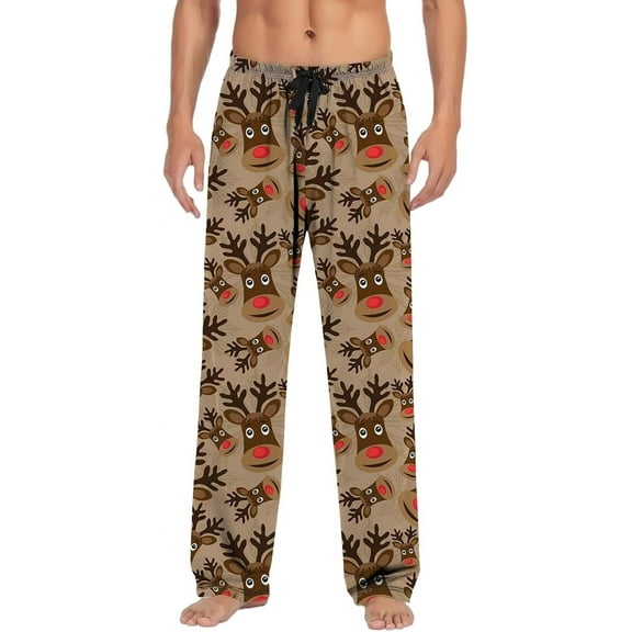 Top-kevin Mens Christmas Pajama Pants Casual Pants with Drawstring Pockets Plus Size Pj Pants Men's Pj Bottoms Grey