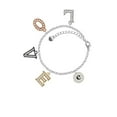 thumbnail image 2 of Delight Jewelry Silvertone Disc 1/2'' Initial - e - Multi-Colored Crystal Love Charm Bracelet, 2 of 5