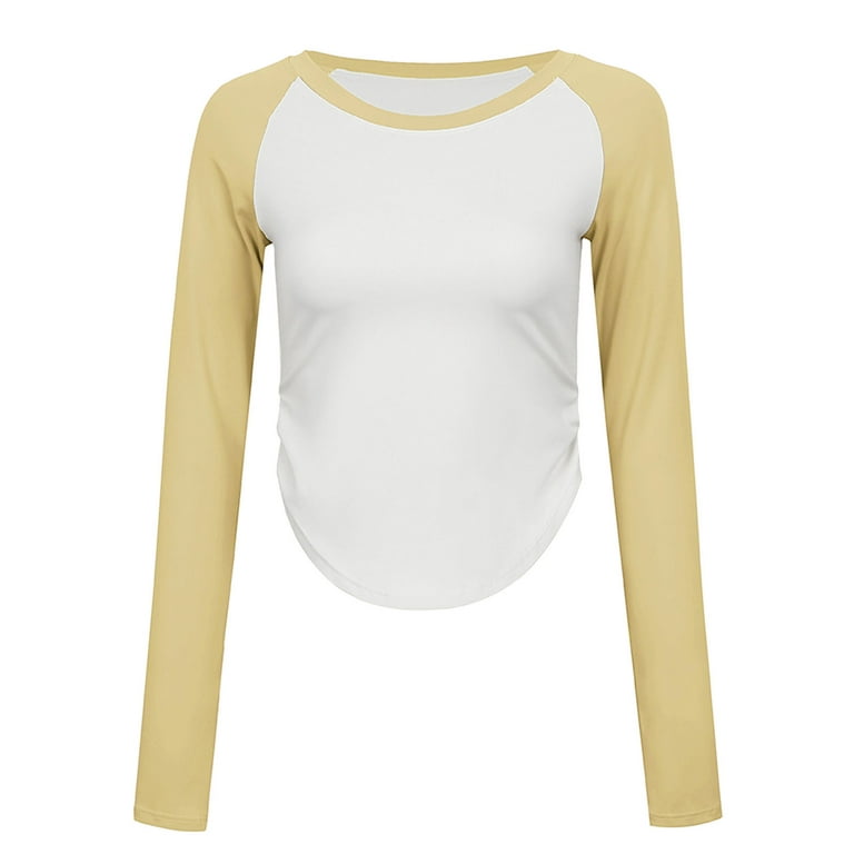 Women Yoga Tops Long Sleeve Exercise Lightweight Yoga Crop Tops Slim Fit  Scoop Neck Seamless Workout Shirts