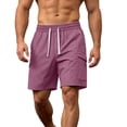 thumbnail image 4 of Hurxie Mens Casual Sweat Cargo Shorts Drawstring Elastic Waist Short Athletic Workout Gym Jogger Shorts with Pockets Purple,L, 4 of 5