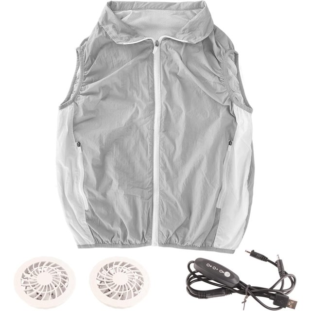 AVEKI Gilet de Refroidissement Rapi Comprennent 2 Ventilateurs Portables Mode 3 Vitesses et Banque de Puissance, Veste de Refroidissement d'Alimentation en Air Sans Manches pour Temps Chaud Travail de Voyage en Plein Air Été (M) A0513