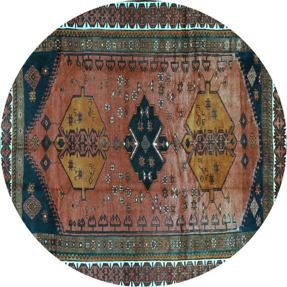 Ahgly Company Indoor Round Persian Light Blue Traditional Area Rugs, 4' Round