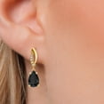 thumbnail image 3 of Gem Stone King 14K Yellow Gold Black Onyx and Lab Grown Diamond Dangle Earrings for Women | 2.61 Cttw | Gemstone December Birthstone | Pear Shape 9X6MM, 3 of 6