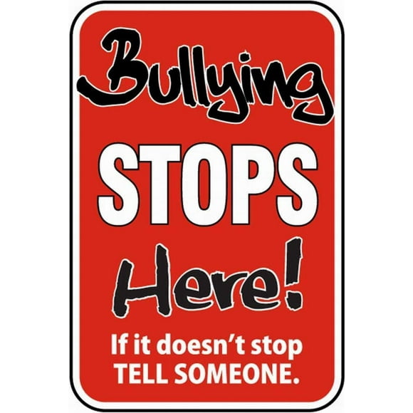 Size: 8" x 12" Bullying Stops Here Sign Warning Signs Tin Decor Sign