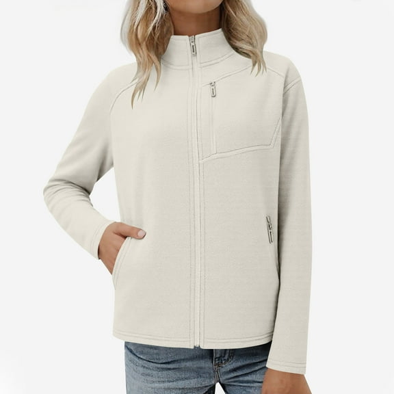 Elvqul Jacket for Women Fleece Outerwear no Hood Sweaters Thermal Womens Coat Lined