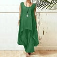 thumbnail image 3 of Christmas Clearance! Borniu 2 Piece Outfits For Women, Summer Fall Fashion Women Summer Round-Neck Solid Casual SLeeveless Top+ Pant Set Clearance, 3 of 6