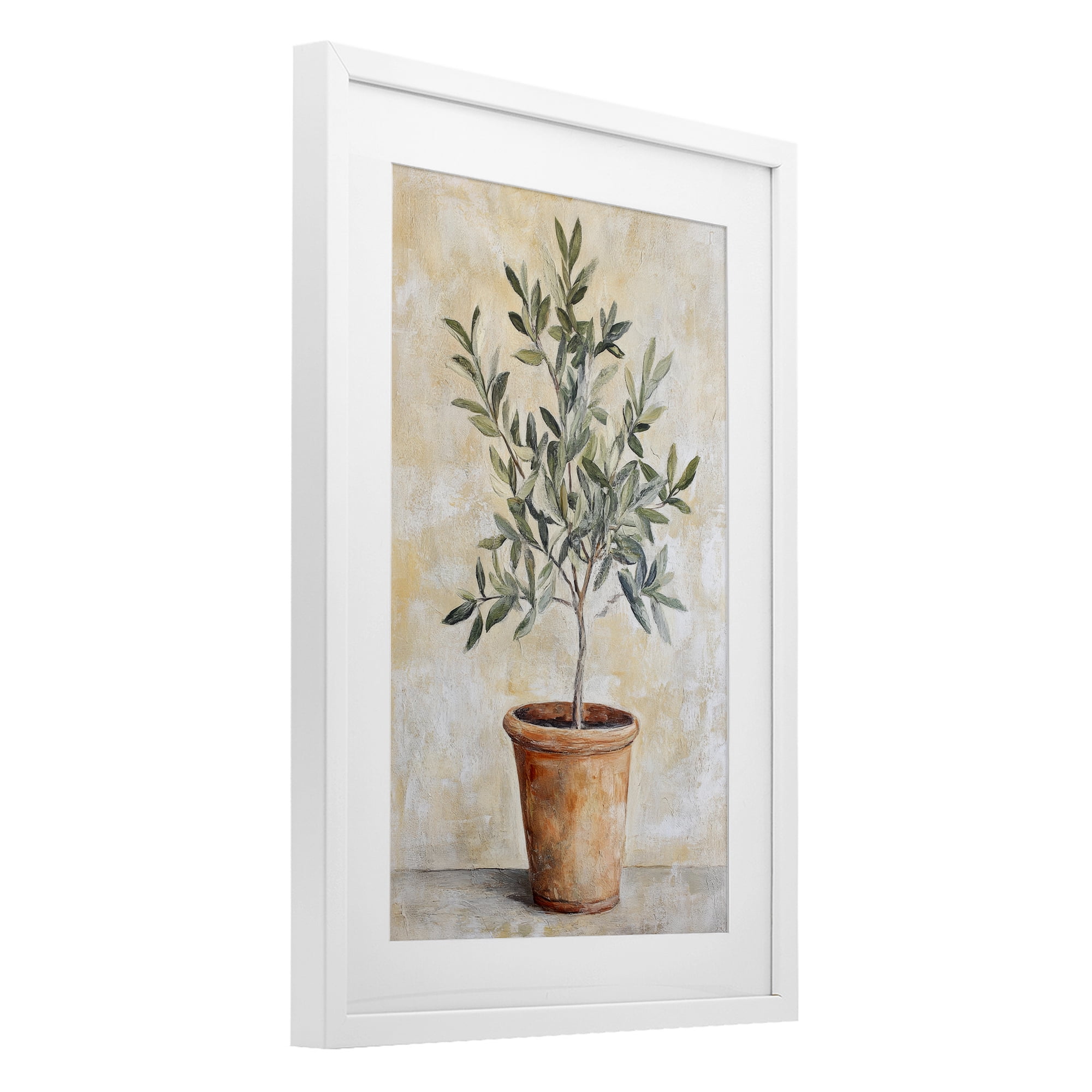 Stupell Industries House Plant in Terracotta White Framed Print Under Glass, design by Petal Prints Design