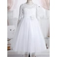 thumbnail image 3 of Alvivi Girls Kids Floral Lace First Communion Dress Half Sleeves Wedding Bridesmaid Pageant Party Gown White 12, 3 of 7