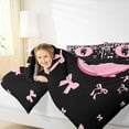 thumbnail image 4 of jejeloiu Personalized Gifts Bowtie King Size Comforter Sets,Letter O Bedding Comforter Set,Pink Black Bow Bowknot Bedding Set,Lightweight Room Decoration Reversible,3-Piece, 4 of 8