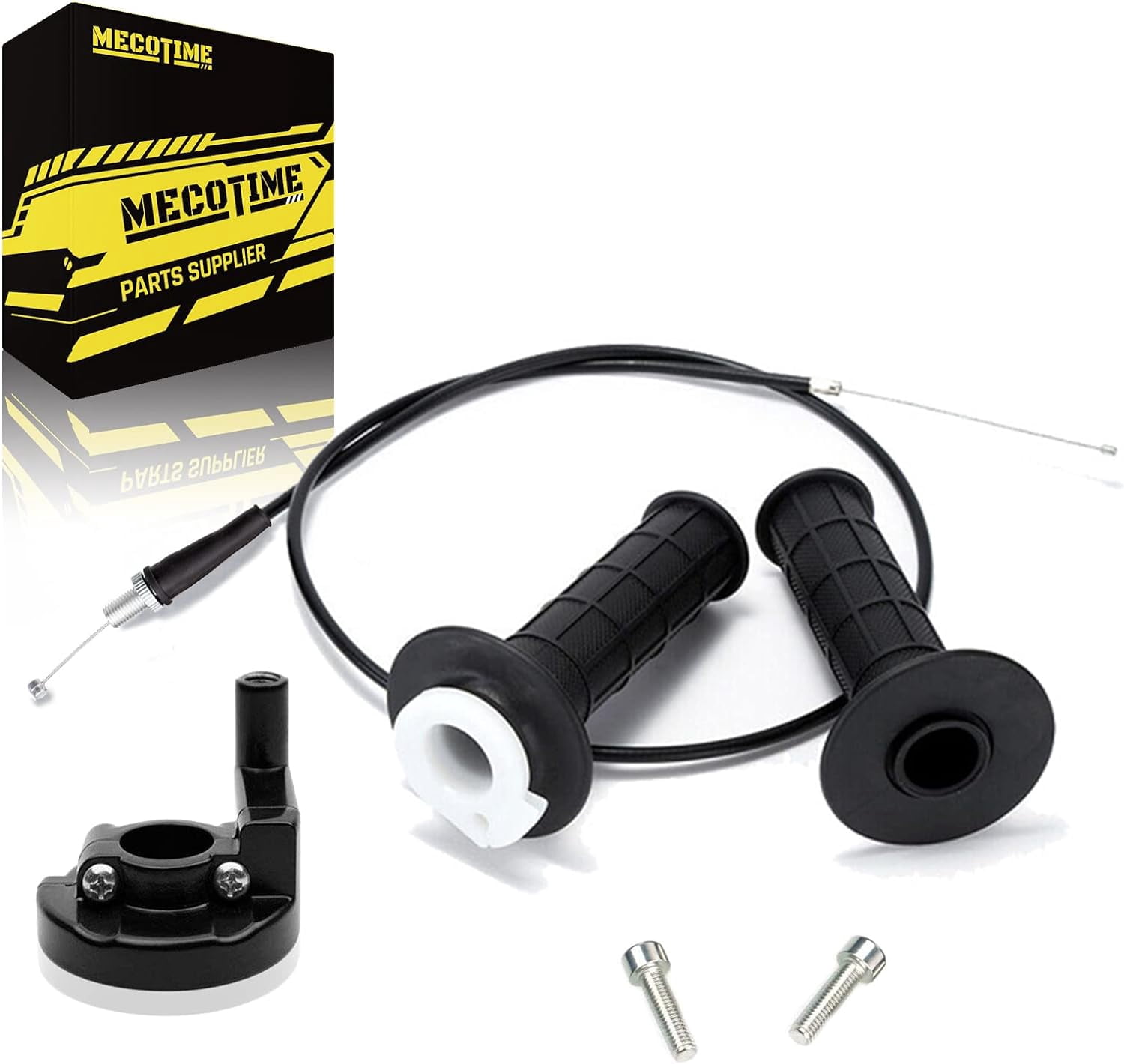 Mecotime Throttle Accelerator Handle Grips and Cable Set for Mini Bike 7/8" 50cc 150cc 250cc Doodlebug Bike ATV Quad Pit Bike Dirt Bike Fit for 22mm Bar