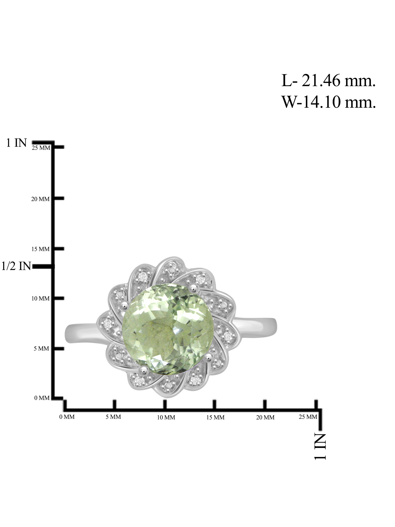 JewelersClub Green Amethyst Ring Birthstone Jewelry – 2.50 Carat Green Amethyst 0.925 Sterling Silver Ring Jewelry with White Diamond Accent – Gemstone Rings with Hypoallergenic 0.925 Sterling Silver