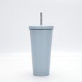 thumbnail image 1 of 750ml, Tasse de Voyage en Acier Inoxydable, avec Paille et Couvercle, thermos à Café, Tasse Isolée, Tasse à double Paroi, Tasse à Café, Tasse de Voyage, 1 of 5