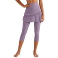 thumbnail image 2 of COMVALUE Skirted Leggings for Women Capri, Athletic Tennis Skirt with Leggings Golf Pickleball Clothes with Pockets Purple for Size XL, 2 of 7